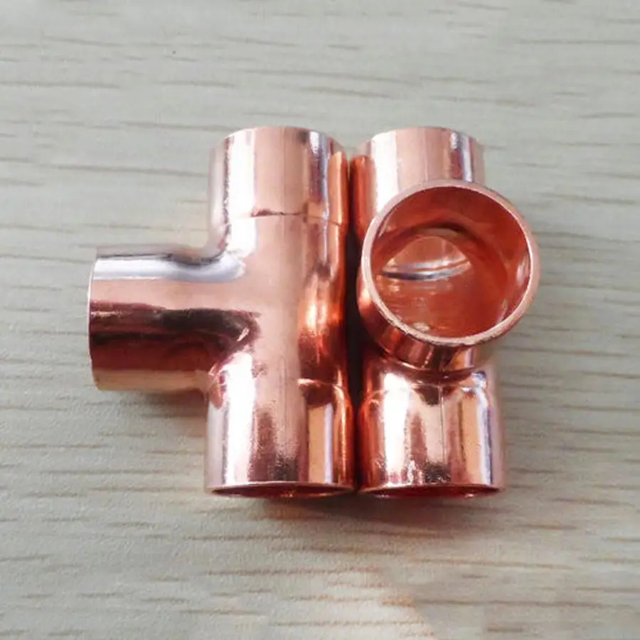 

67mm Inner Dia x1.8mm Thickness Copper Equal Tee Socket Weld End Feed Coupler Plumbing Fitting Water Gas Oil