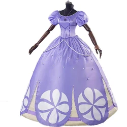 Cartoon Cosplay Princess Sofia Costume Adult Women Purple Party Dress Fancy Halloween Christmas Ball Gown