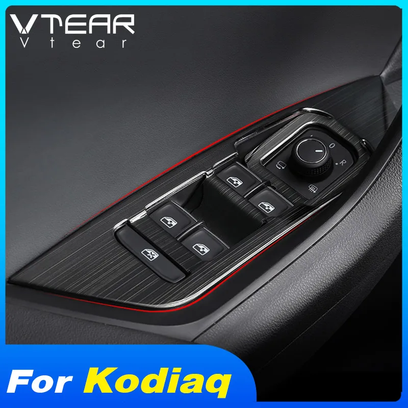 

Vtear For Skoda Kodiaq Car Window Lift Switch Interior Control Panel Frame Cover Trim Bezel Door Armrest Accessories Car-Styling