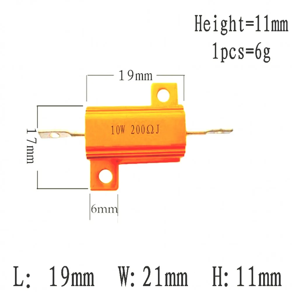 10pcs 10W RX24 Aluminum Shell Case Wirewound Resistor 1R 2R 3R 4R 5R 6R 8R 10R 15R 20R 50R 100R 1K 5K 10K Power Metal Resistor