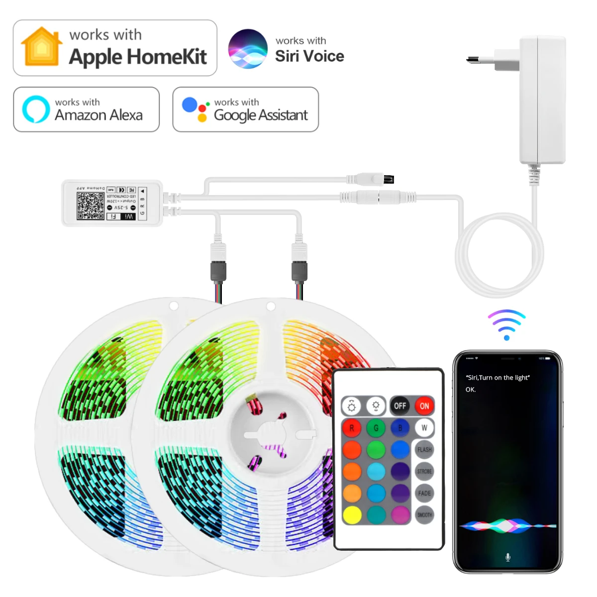 

Apple Homekit IOS LED Smart lamp RGB Light Strip WIFI Smart House Siri Voice Control Timing Dohome Work with Alexa,Google Home