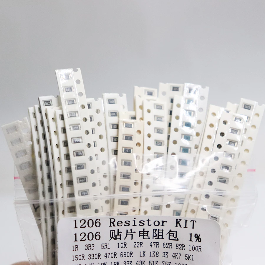 1206 SMD Resistor Kit Assorted Kit 1ohm-1M ohm 1% 33valuesX 20pcs=660pcs Sample Kit