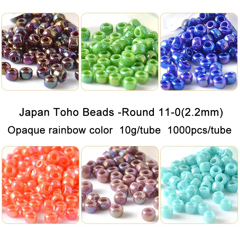 2,2mm Japan TOHO Runde Perlen 11/0 Opaque Regenbogen Farbe 10g Glas Seed Bead Für Handarbeiten Handarbeit DIY Armband schmuck Machen – Detail 1