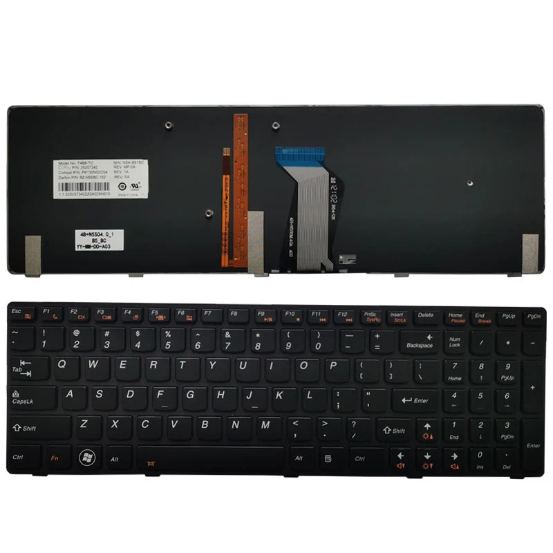 Pop US laptop keyboard for Lenovo IdeaPad Y580 Y580N Y580NT US keyboard with backlight 25207342 PK130N02C04