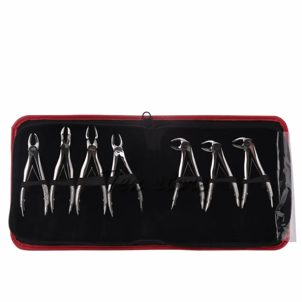 

7pcs / set Children Stainless Steel Toothpaste Tooth Extraction Pliers Orthodontic Kit Dental Lab Instruments Dental Tools