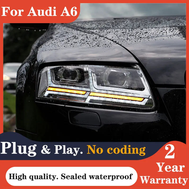 

Car lamps For Audi A6 Headlights 2005-2011 A6 C5 C6 LED Headlight Dynamic Signal Animation DRL Bi Xenon car accessories