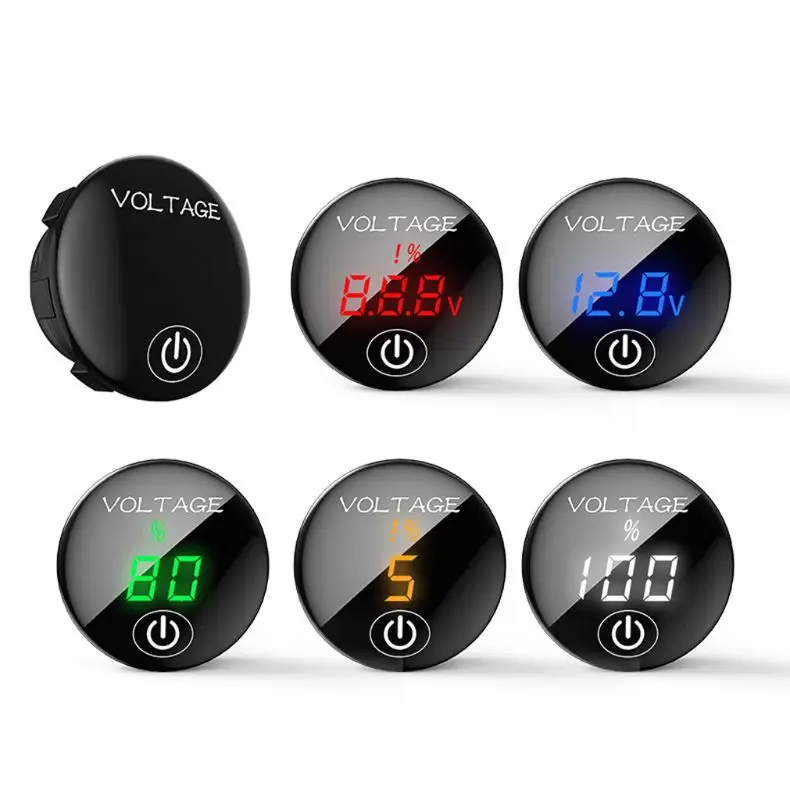 Car Motorcycle DC 5V-48V LED Panel Digital Voltage Meter  Battery Capacity Display Voltmeter with Touch ON OFF Switch