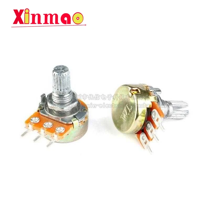 5pcs WH148 B1K B2K B5K B10K B20K B50K B100K B500K 3Pin 15mm Shaft Amplifier Dual Stereo Potentiometer 1K 2K 5K 10K 50K 100K 500K