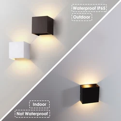 Luz de parede impermeável ao ar livre LED, Lâmpada de jardim da varanda, Decoração interior do quarto, Lâmpada de iluminação, IP65, 6W, 12W