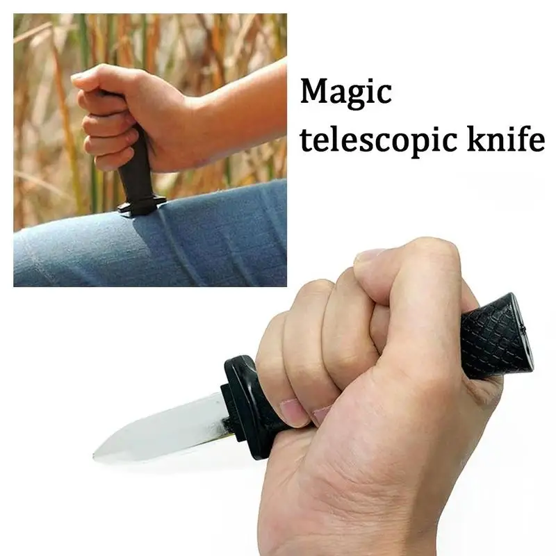 Plastic Fake Trick Dagger Knife Retractable Slide In Fun Joke Prank Halloween Prop For Kids Disappearing Cutter Dagger Toy