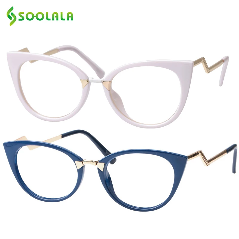 

SOOLALA Cateye Men Women Reading Glasses Unique Ladder Arm Cat Eye Presbyopia Hyperopia Reader Eyeglasses +0.5 0.75 1.0 to 4.0