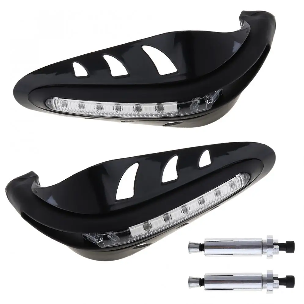 1 Pair 12V Motorcycle Hand Guards Motocross Dirtbike Handguards Handlebar Guards with LED Light for 22MM Handlebars