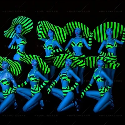 Zebra costume Sexy women men stage dance wear nightclub bar show costumes party bodysuit  jumpsuit