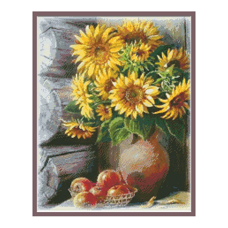 Girasole contati kit di schemi a punto croce set di ricami in tessuto stampato 11CT 14CT artigianato fai-da-te Hobby e cucito decorazioni per la casa