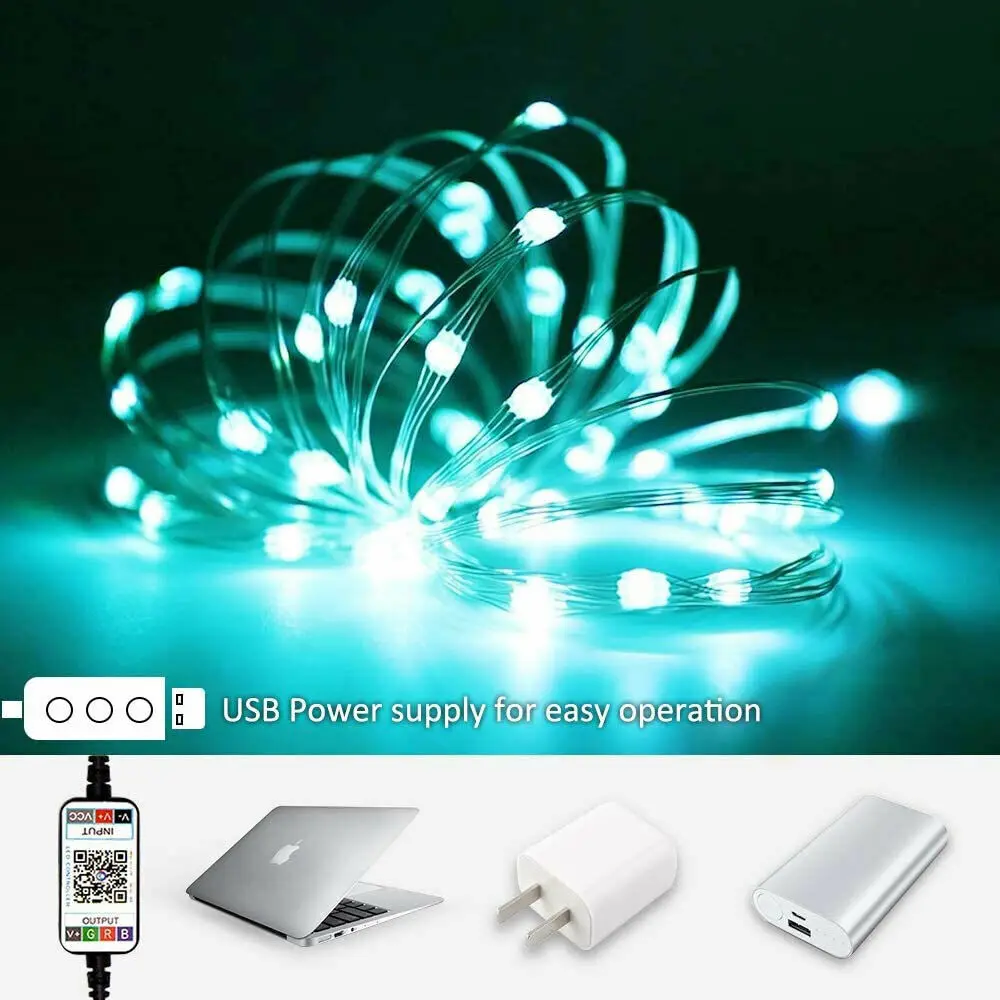 20M 200LED RGB LED String Lights Smart USB bluetooth filo di rame light string Diode nastro flessibile Controller WiFi 5/10/12/15M