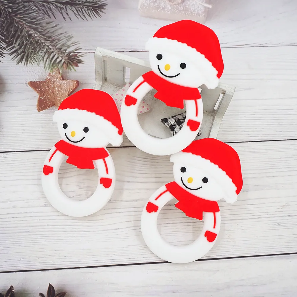 

Chenkai 10pcs Silicone Teether Christmas Tree Star Snow Man Teething Baby Santa Claus DIY Infant Dental Comfortable Pacifier