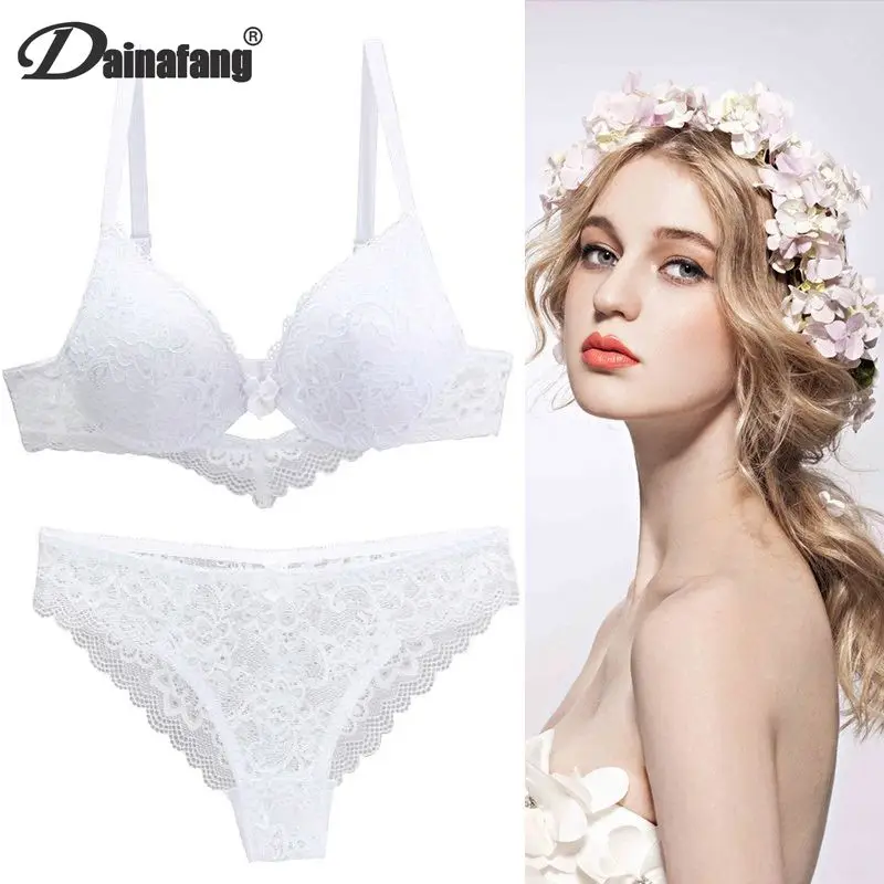 2022 New Lace Drill Bras Set Women Plus Size Push Up Underwear 34/75 36/80 38/85 40/90 42/95 ABCD Cup For Female Lingerie