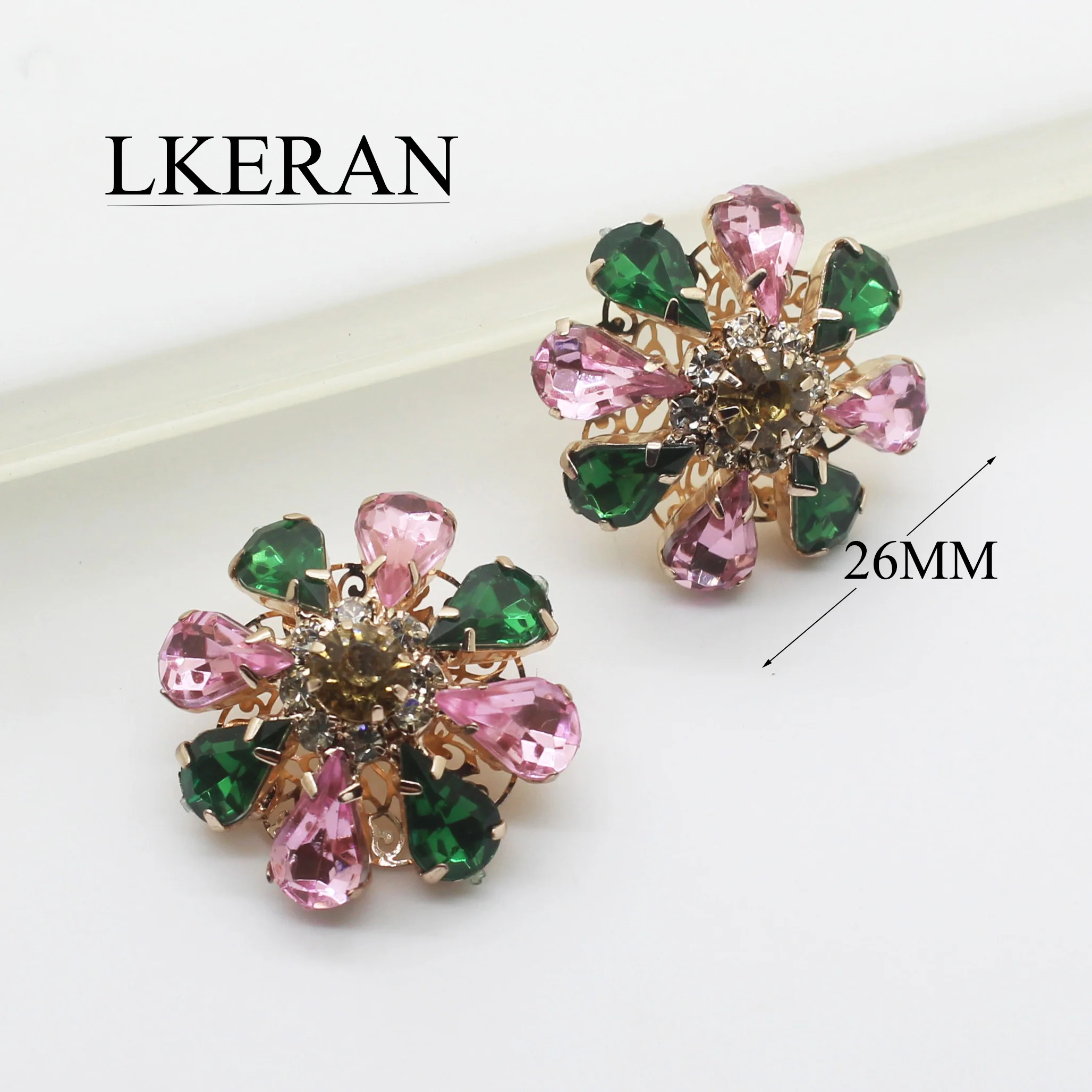 Moda 5 sztuk/partia 26mm grzyby akrylowe przyciski Rhinestone zielony/różowy kryształ Diy Wedding Decoratio szycia przycisk odzieży