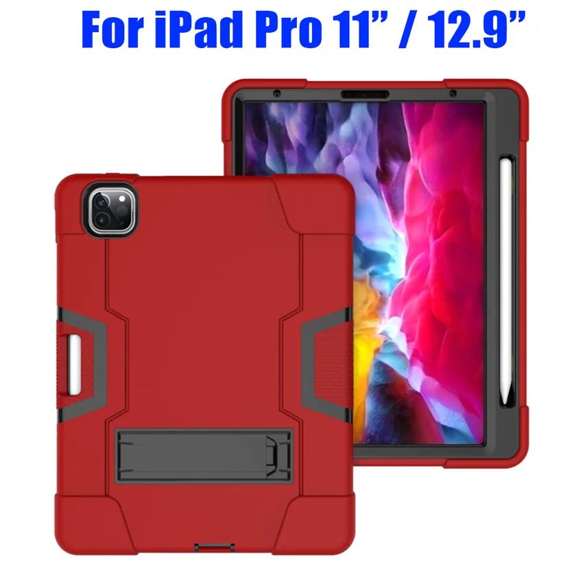 

Heavy Duty Silicone TPU + PC Hard Stand Armor Case For iPad Pro 11 12.9 Air45 10.9 inch 2018 2020 2021 Drop Shock Proof ID702