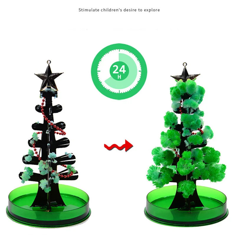 14cm magic growing christmas tree DIY Fun Xmas Gift crystal growing and blooming for children toy science experiment