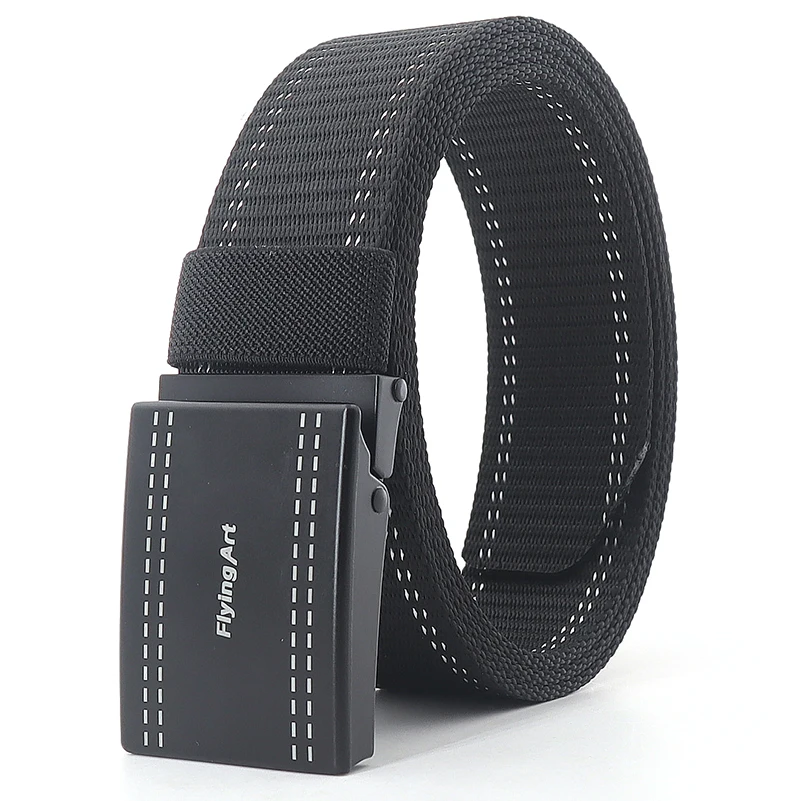 Ceinture en toile pour homme, accessoire tactique pour jean de travail Long, Sutures de taille, mode Sport décontracté, rayures, boucle en métal, nouvelle collection Belt110-160cm