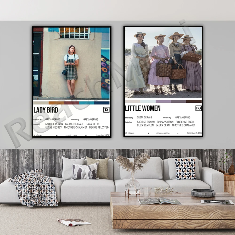 Постер Фильма Greta Gerwig | Леди птица | Маленькие женщины | Винтажный Ретро постер | Настенное искусство | Постер фильма