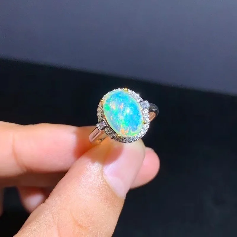 Luxury Atmosphere Hot Sale Style Natural Opal Ring 925 Silver Women's Ring Noble and Elegant