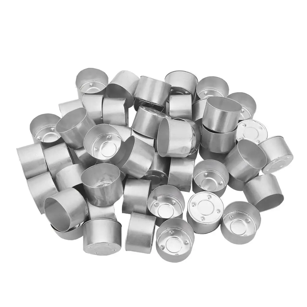 50Pcs Lightweight Premium Aluminum Tea Light Cups Pans Round Round Metal Tin Tealight Holders for DIY Candle Making Projects