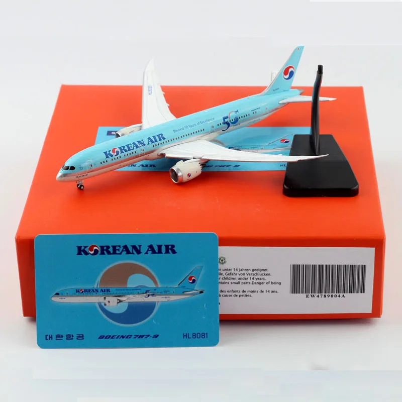 

1:400 Scale 50th Anniversary Korean Airways B787-9 Airline Model with Base Alloy Aircraft For Collectible Souvenir Show Gift Toy