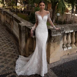 Vestidos De Novia De sirena para mujer, vestido De Novia transparente con botones De ilusión en la espalda, Apliques De encaje, apliques, facebookдебное, плаajtе, 2022
