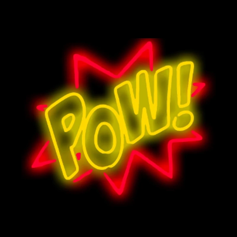 POW Surprised Sound Neon Light Sign Handmade Real Glass Tube Bedroom Home Store Room Decoration Art Gift Display Lamp 17