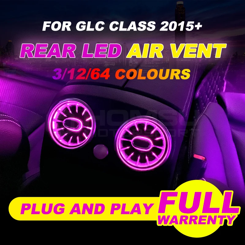 

Rear-seat LED turbine air vent For Mer cedes C /E/ GLC class w205 w213 x253 LED air vent synchronized with ambient light