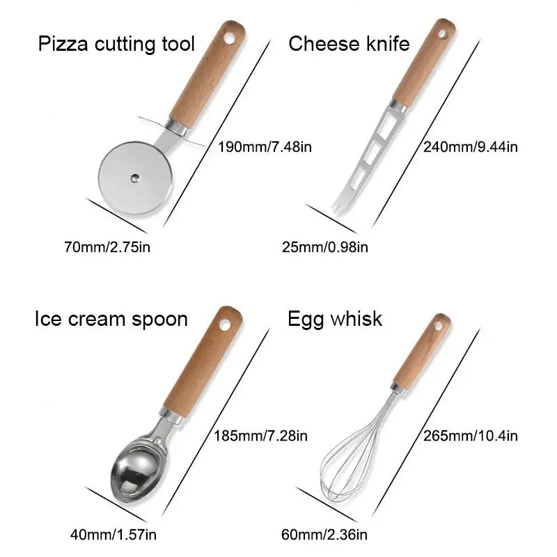 Kitchen Utensil Pizza Wheel Cutter Ice Cream Spoon Vegetable Peeler Stainless Steel Egg Whisk Bottle Can Opener Cheese Cutter