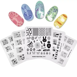 Easter Day Nail Stamp Plate Bunny Eggs Pattern Design Nail Art Stamping Template 7x8CM DIY Image Nail Art Stencil Mold