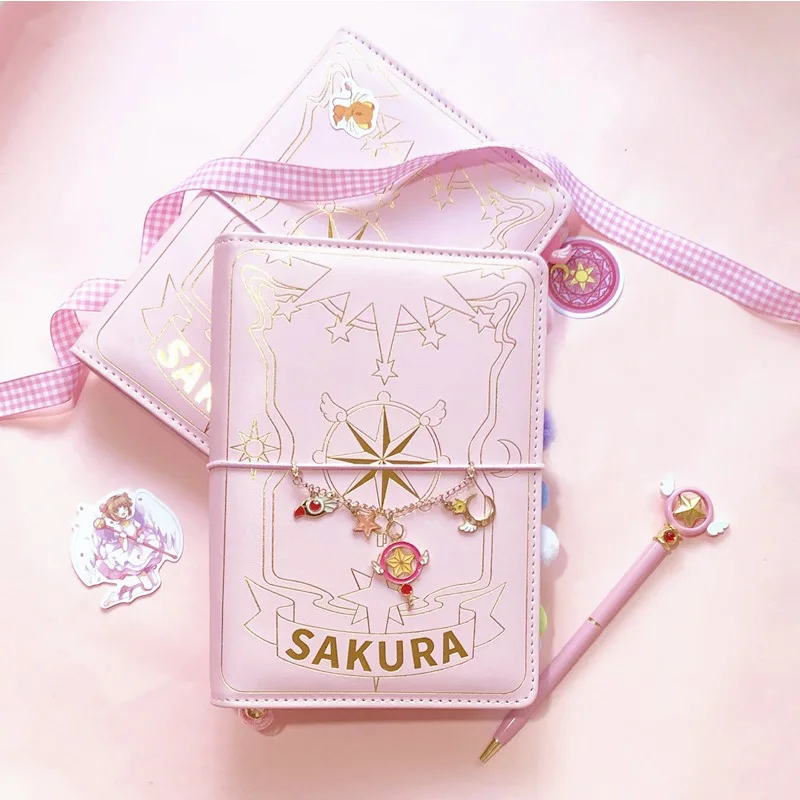 Japoński Sakura różowy czerwony fioletowy Anime luźny liść Notebook Kawaii Travel Journal podręcznik spiralny A6 śliczny terminarz planer Organizer