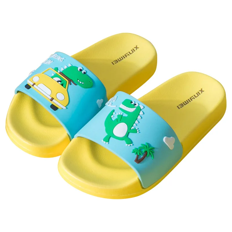 Cute Kids Slippers Dinosaur Car Pattern Children Baby Home Slippers Waterproof Breathable Non-slip Boys Girls Home Shoes