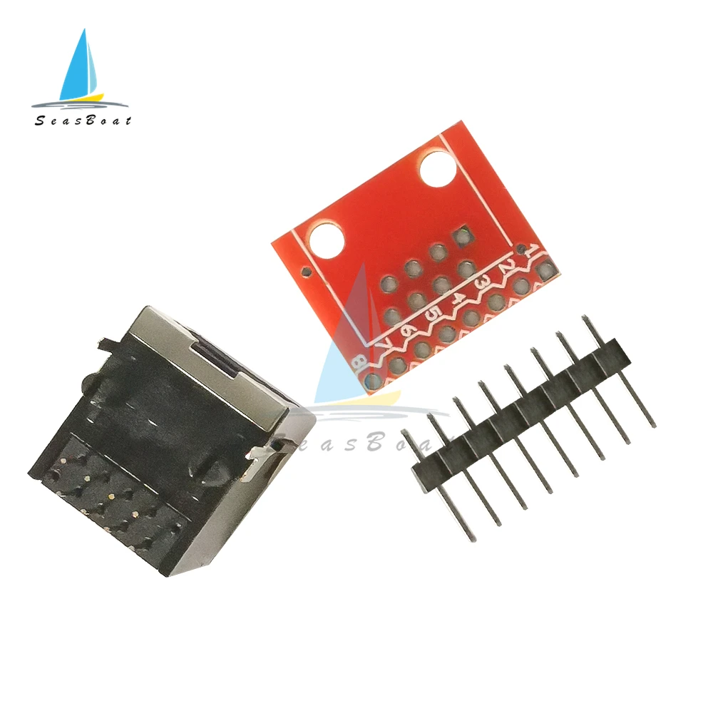 RJ45 Adapter Board Modular Ethernet Connector Adapter Small Mini PCB Module Portable Network Jack with 0.1 Inch Hole Spacing