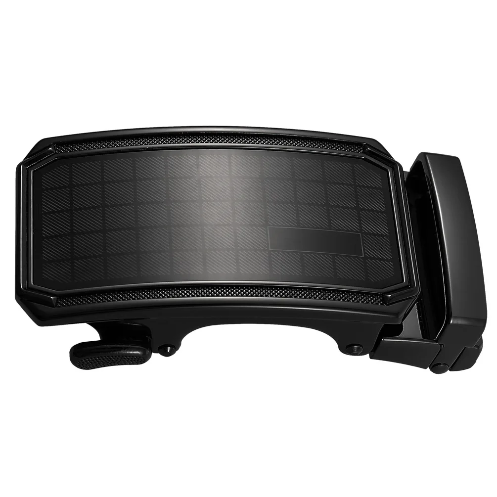 Cinto fivela automática casual masculina, couro chumbo com fivela