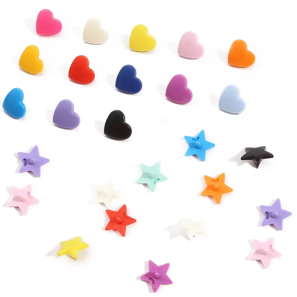 Colorful Buttons KAM Star Heart Resin Buttons Fastener Snap Buttons for Baby Cloth Sewing Garment Accessories