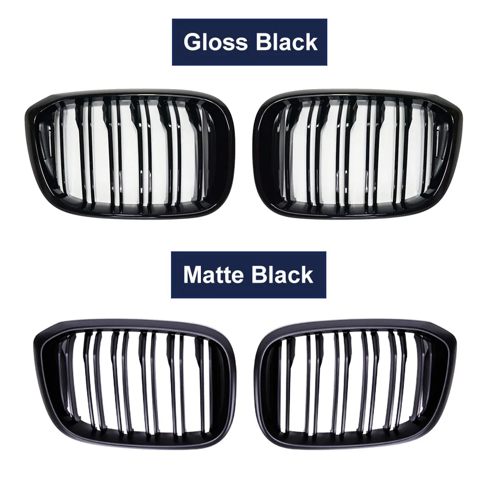 1 Pair Car Front Hood Kidney Grille Glossy Black Racing Grills For BMW 3 4 X3 X4 G01 G02 G08 2018-2021 Double Slat Line Grills