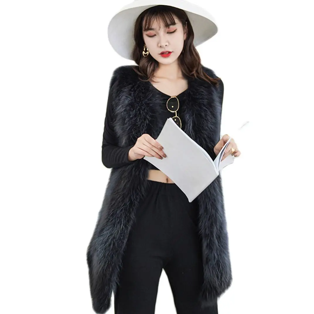 100% fur real raccoon fur woven jacket natural female warm vest fur jacket animal fur casual jacket winter