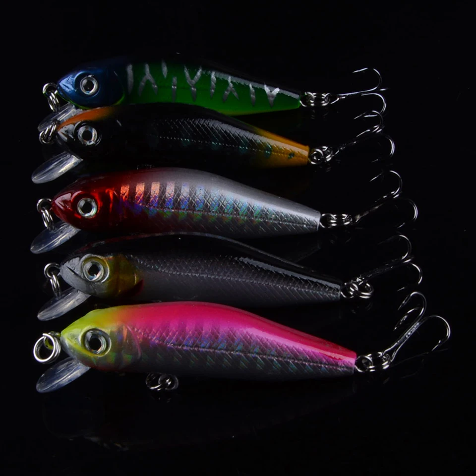 5pcs Minnow Wobbler Fishing Lure Jerkbait Bait Perch Pesca Mini Sinking Wobblers Fishing Lures Hard Deep Artificial Bait 3D Eyes