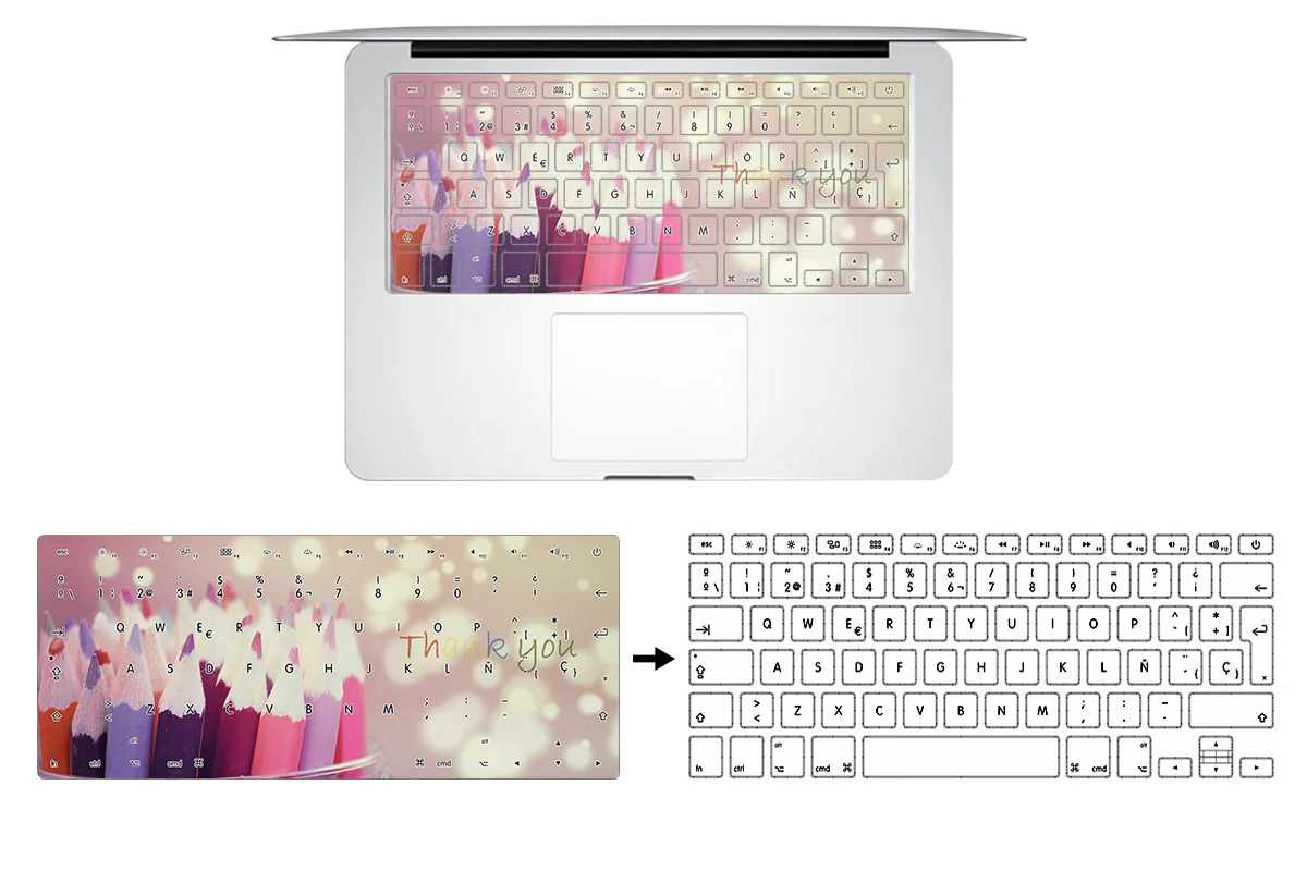 

HRH 3D Design Spanish TPU Keyboard Cover Keypad Skin Protector For Macbook Air Pro Retina 13 15 17 EU/UK Layout Drop-ship