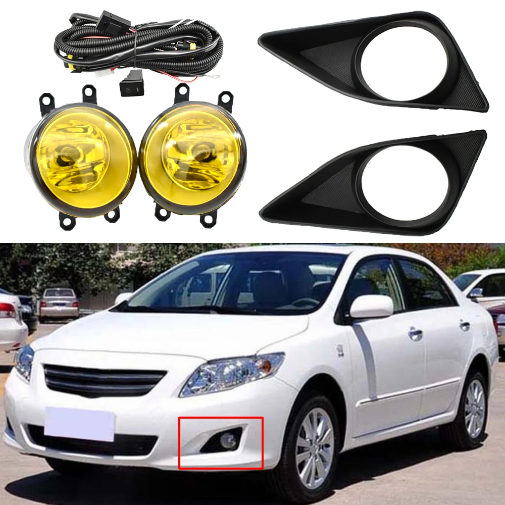 1Set Fog Lamp Assembly Halogen/LED Fog Light for Toyota Corolla 2008 2009 2010 foglamps with Frame cover and wire