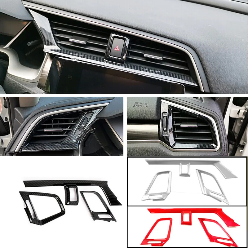 

For Honda Civic 10th Car Conditioner Air Outlet Decoration Trim Cover 2016 2017 ABS Matte Car Interior Styling Accessories