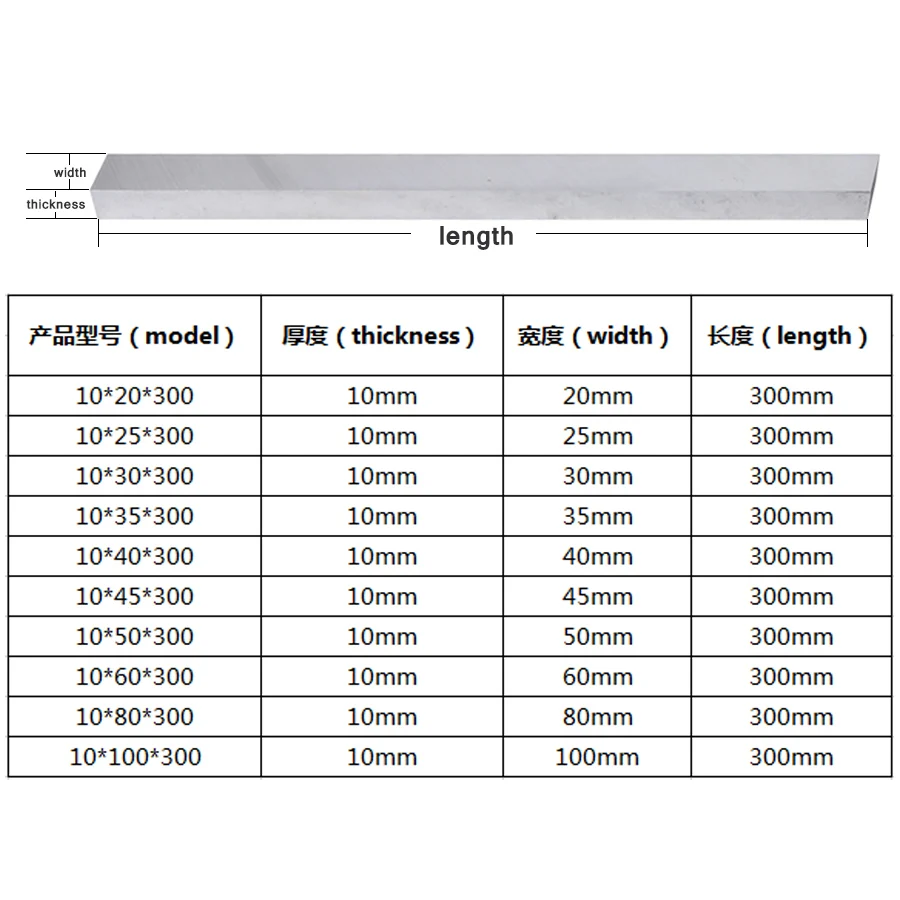 10*20*300 10*25*300 10*30*300 10*35*300 10*40*300 Super hard HSS high-speed steel white steel knife white steel bar turning tool