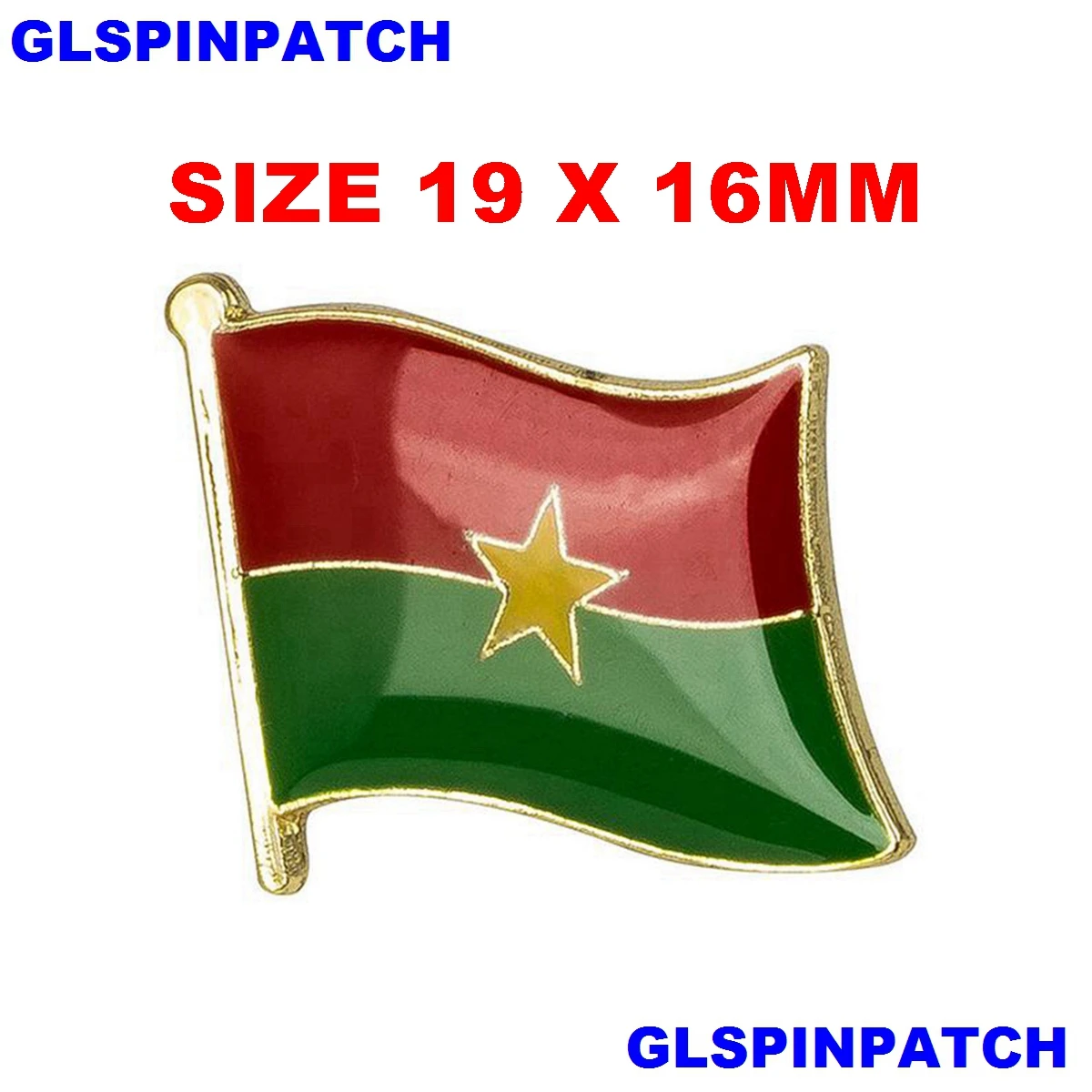 Burkina Faso FLAG Patch Rectangle Lapel Pin  iron-on embroidered applique Hook Loop Badge