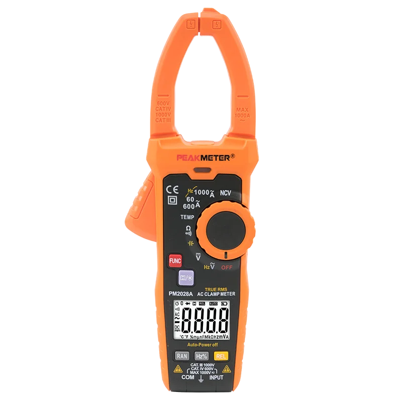 PEAKMETER PM2028A 6000 counts auto range AC Digital Clamp Multimeter True RMS Resistance Capacitance Frequency Clamp Meter NCV