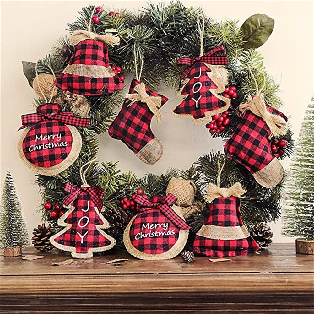 Christmas Buffalo Lattice Ball Ornaments Christmas Cloth Ball Ornaments Christmas Tree Ornaments Ornaments