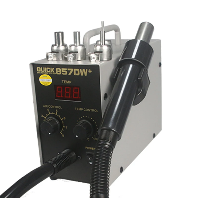 

QUICK 857DW+ Adjustable Hot Air Gun Soldering Station Heater Helical Wind Air Gun SMD Rework Station